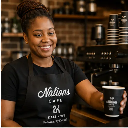 Barista apron chest mark — existing mockup reference